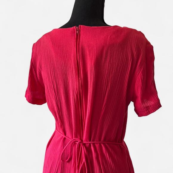 Vintage red layered mini dress button front size 6 rayon sundress picnic - Picture 3 of 8